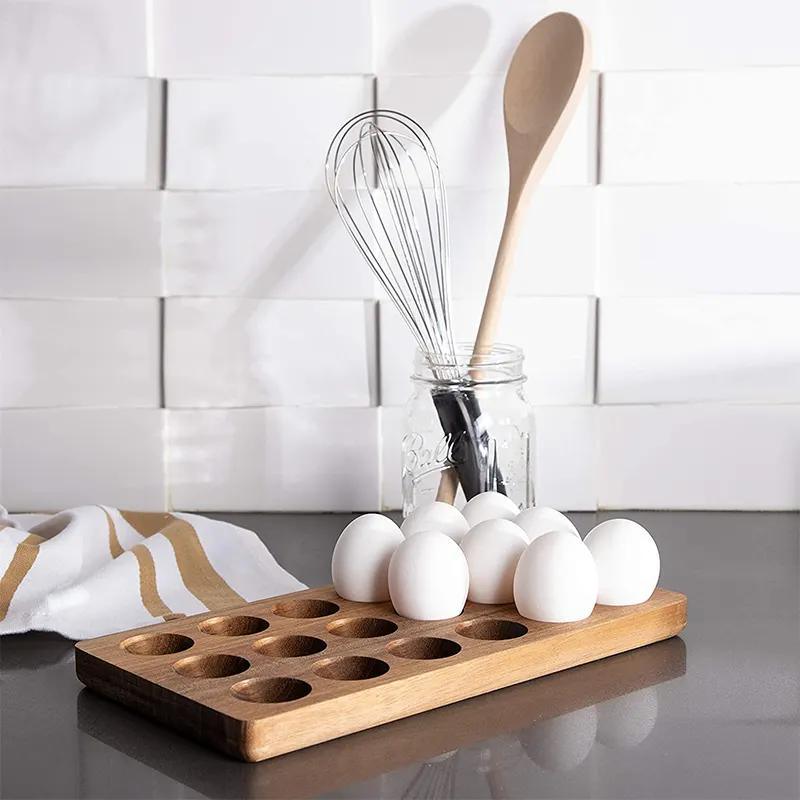 18 Grids Acacia Wooden Egg Holders Egg Tray