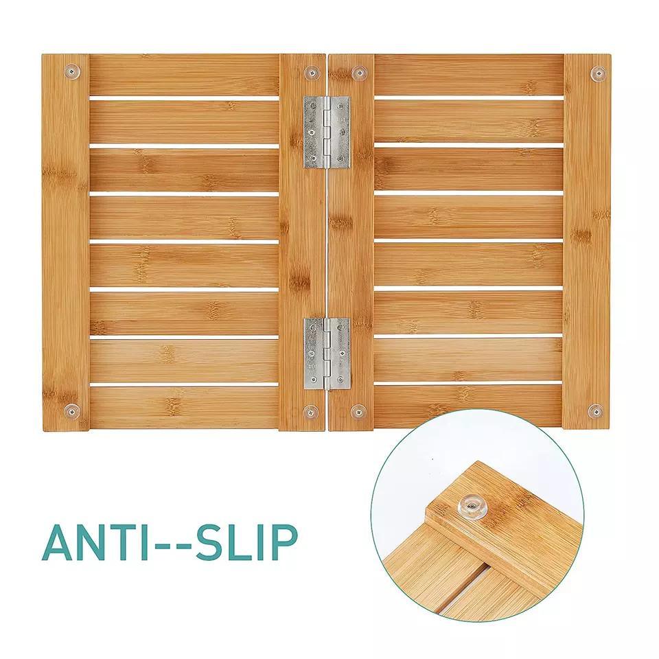 2022 Foldable Heavy Duty Non Slip Waterproof Wood Bamboo SPA Shower Bath Mat