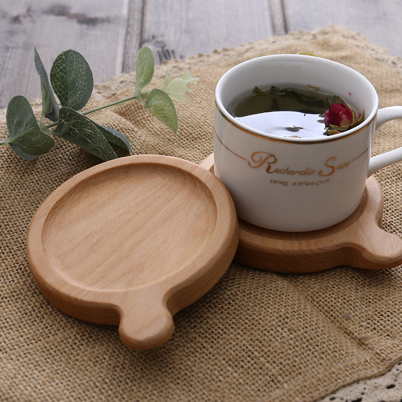 Japanese-Style Black Walnut Wooden Coffee Coaster Round Beech Cup Holder Insulated Placemat
