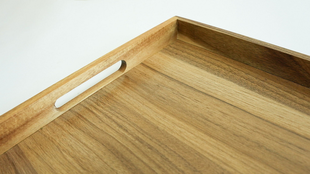 Rectangluar Acacia Wooden Serving Tray with Handles for Dinner/ Tea /Coffee /Bar /Parties