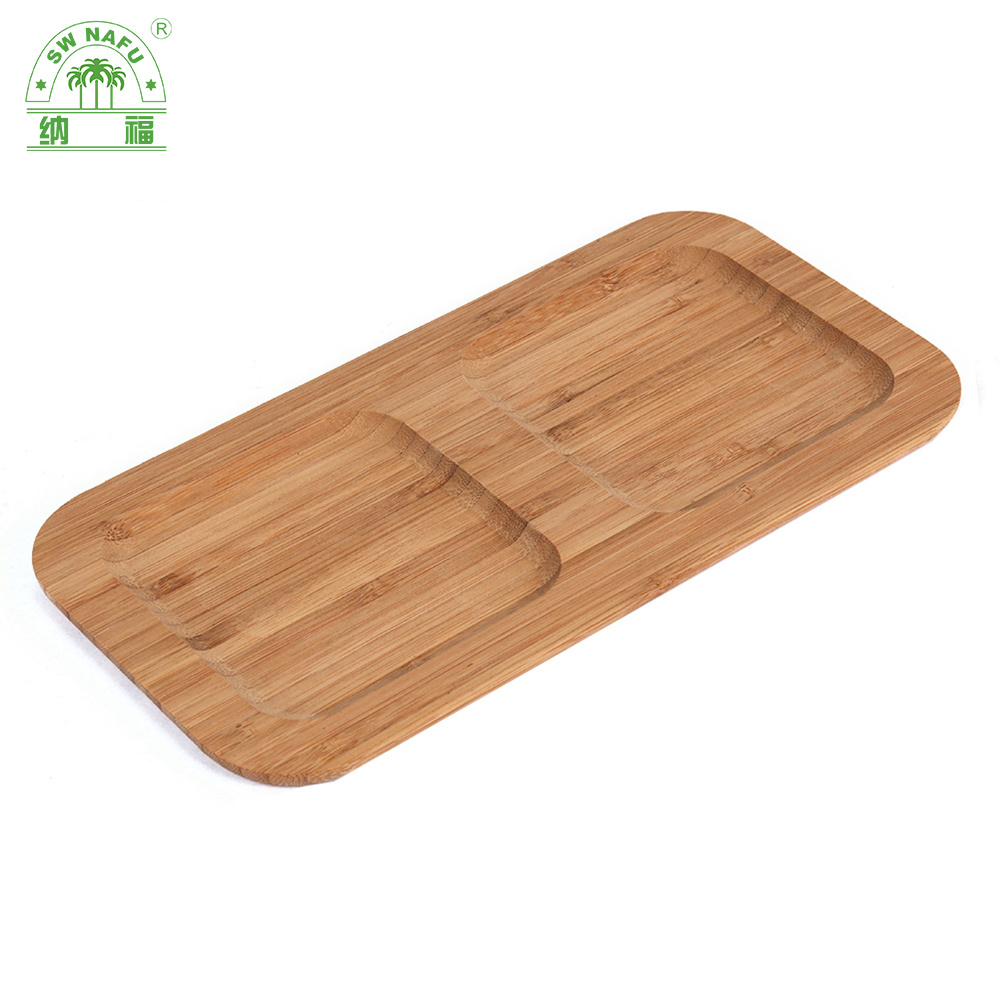 Rectangle Bamboo Wood Divided Serving Dish / Sauce Dish / Appetizer Platters