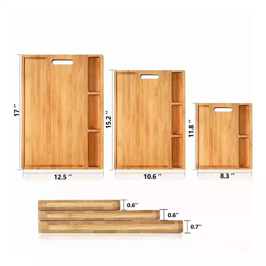 Amazon Hot Selling Custom Rectangle Bamboo Chopping Board Sets