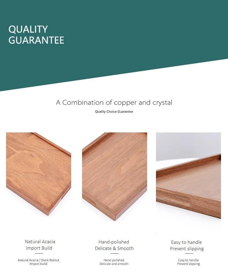 Acacia Wood Serving Trays Rectangle Wooden Tea Tray Food Storage Plate Snacks Home Tea Serving Tray with Handles