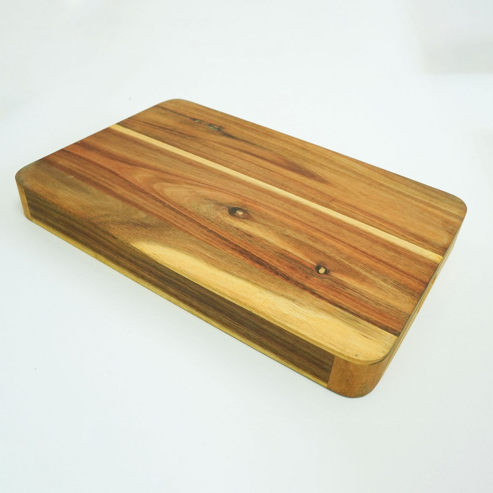 Large Rectangular Wood Serving Tray with Cut out Handles