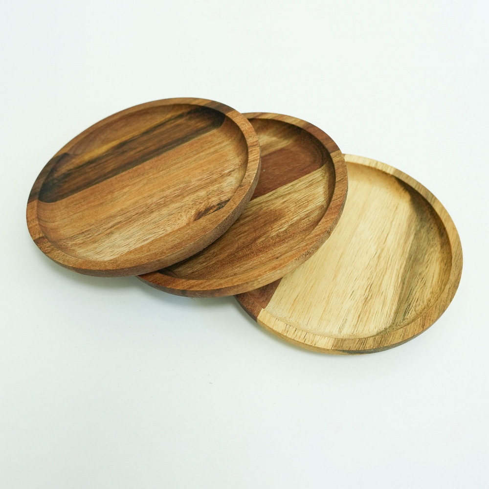 Manufacture Custom Round Shape Acacia Wooden Coaster for Home Kitchen