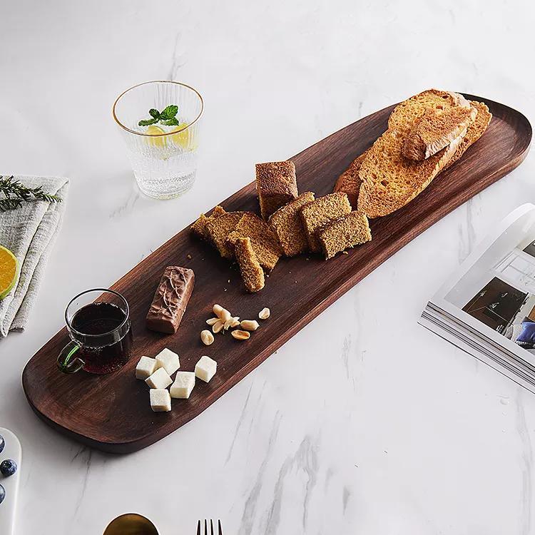 Natural Black Walnut Wood Wooden Irregular Serving Tray for Sushi Fruit Snacks Tea Coffee