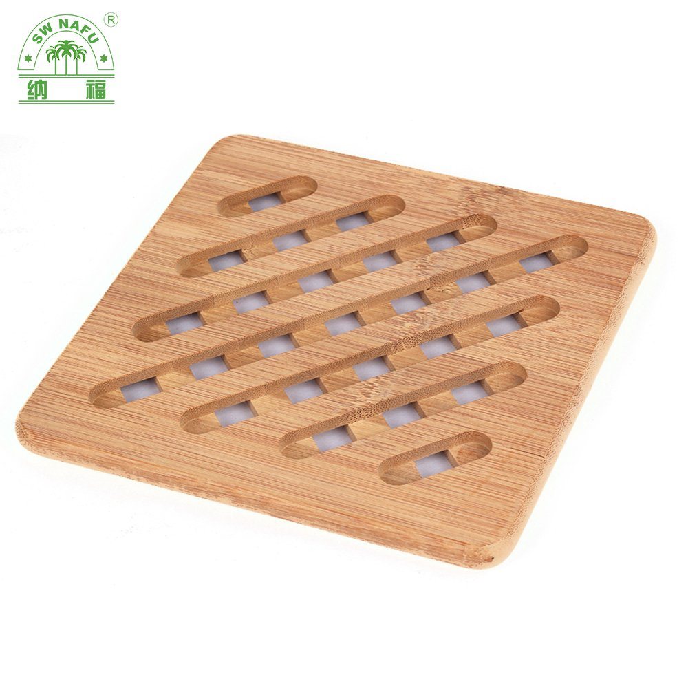 Natural Bamboo Heat-Resistant Non-Slip Hot Pot Pad Teapot Trivet Holder