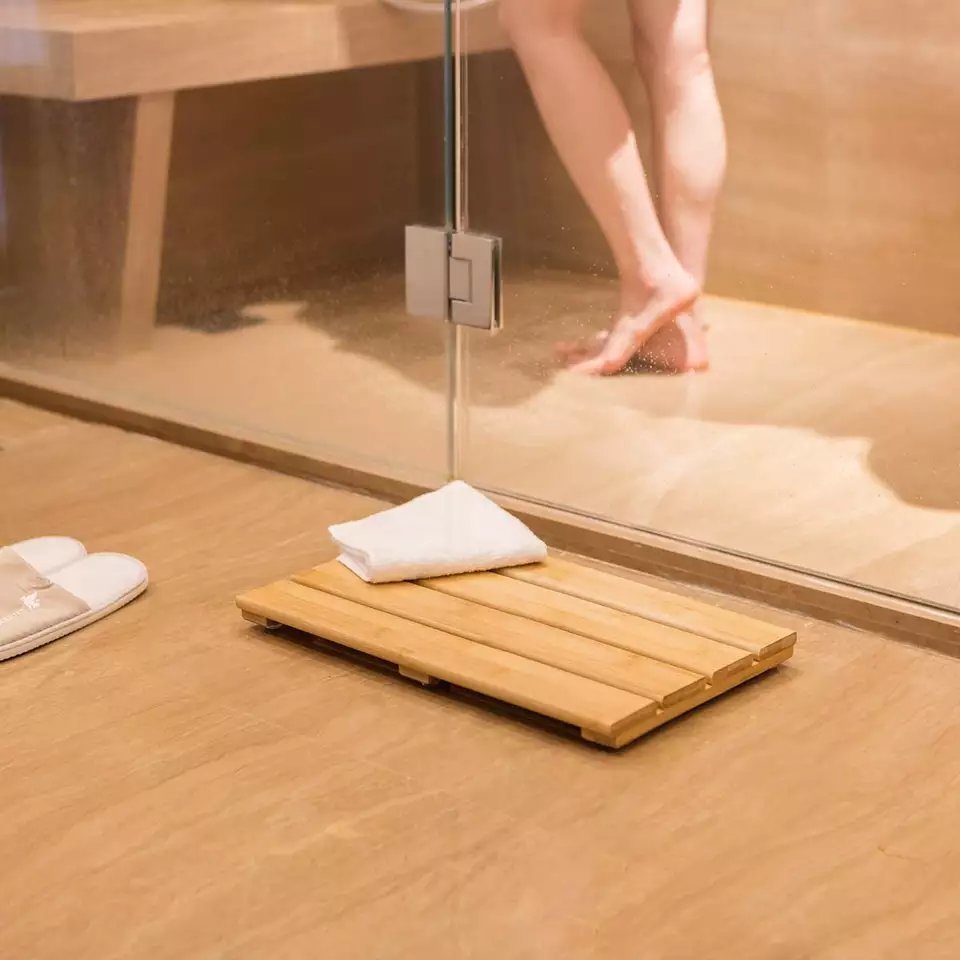 Anti Slip Waterproof Wooden Bathroom Mat Bamboo Bath Mats