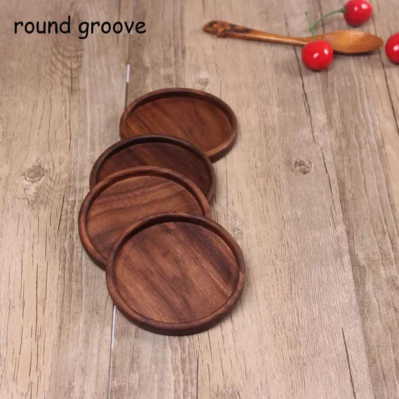 Home Durable Heat Resistant Square and Round Wood Coasters Drink Mat Coffee Cup Pad