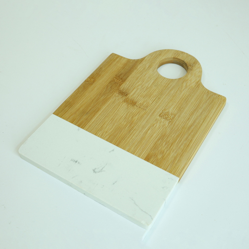 Marble and Wood Charcuterie Board Serving Board for Cheese / Cake / Bread