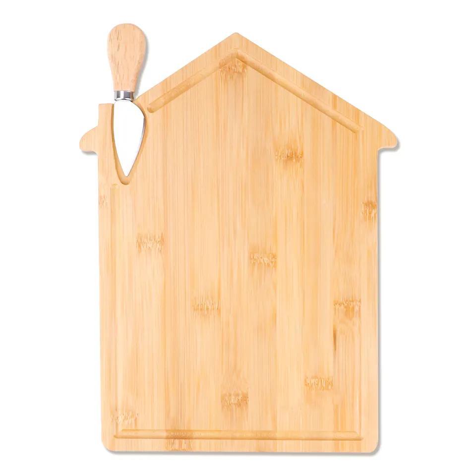 House Shape Bamboo Cutting Board Cheese Board with Knife