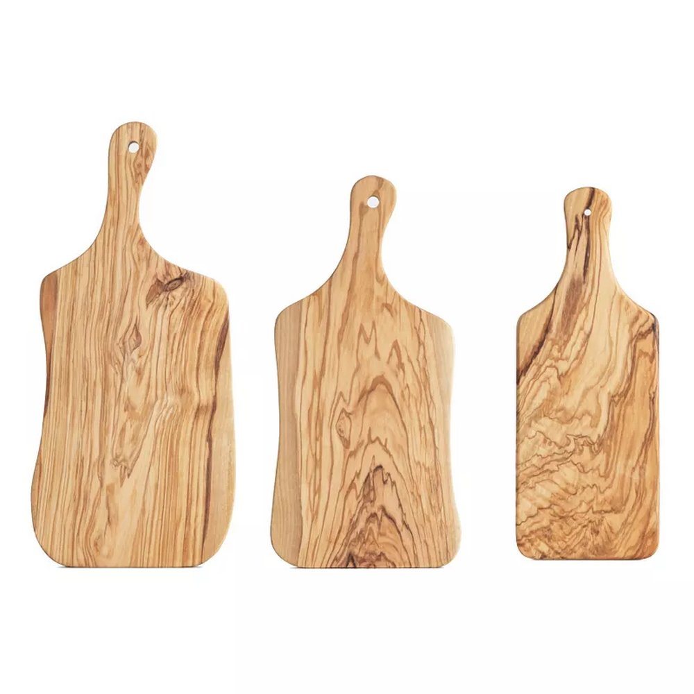 Irregular Shape Olive Wood Cutting Board with Handle for Cheese