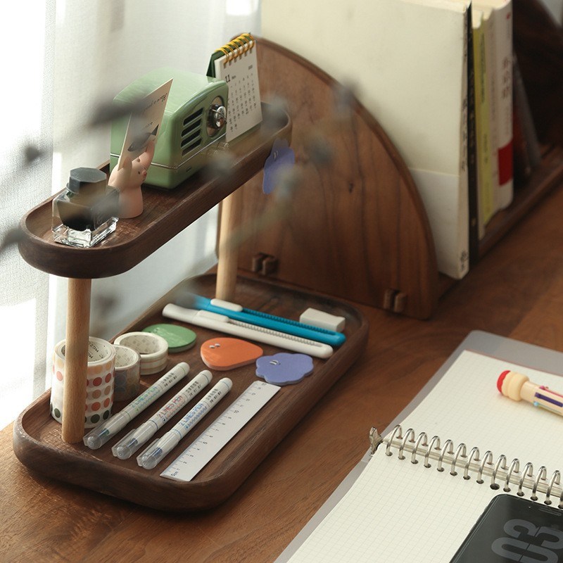 Home Desktop Tea Table Rack Cosmetic Storage Rack Office Desktop Handicraft Wooden Finishing Rack