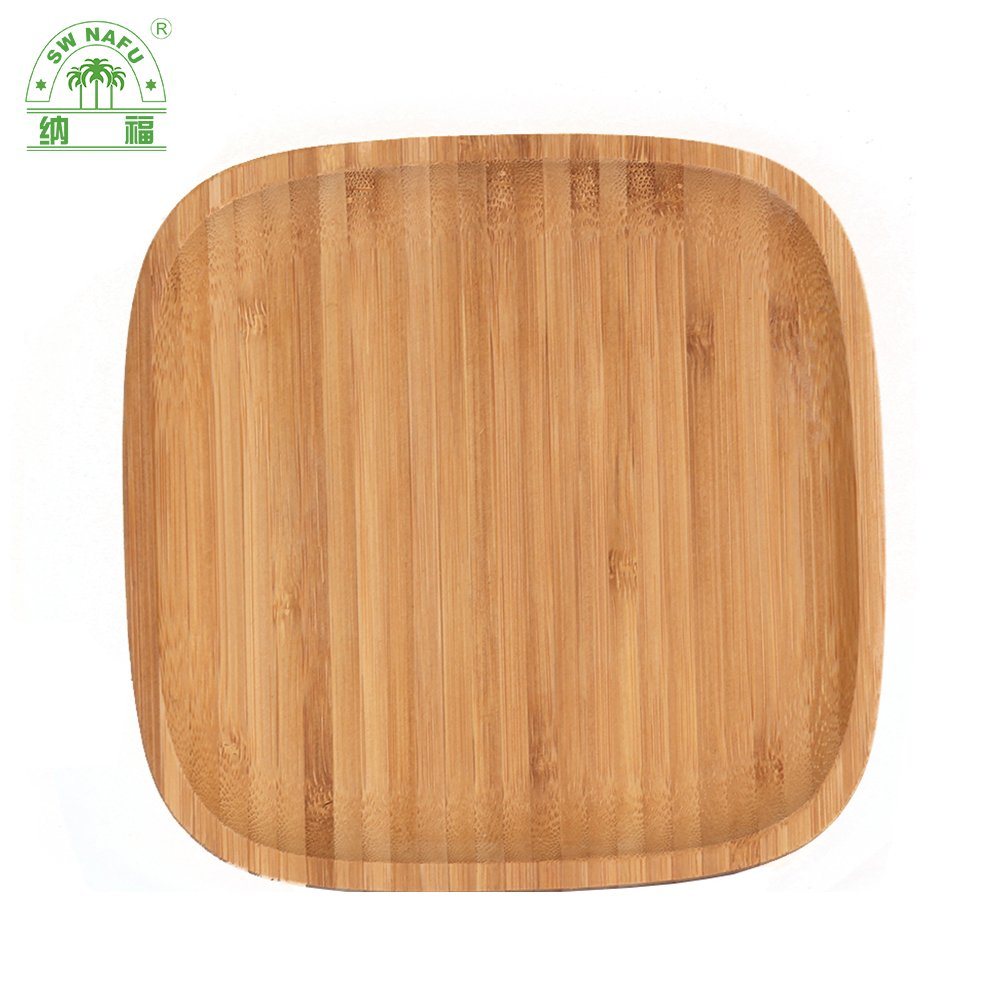 Square Bamboo Wooden Food Dinner Plates Dessert Cake Plate for Kitchen
