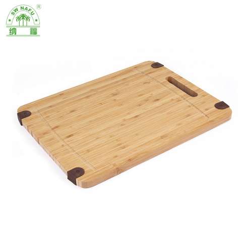 Non-Slip Large Reversable Bamboo Chopping Board Kitchen Cheese Cutting Board with Juice Groove and Handle