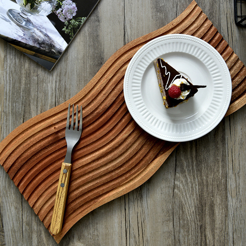 Ins Nordic Style Wave Pattern Tray Wooden Tray Cake Bread Tea Serving Tray