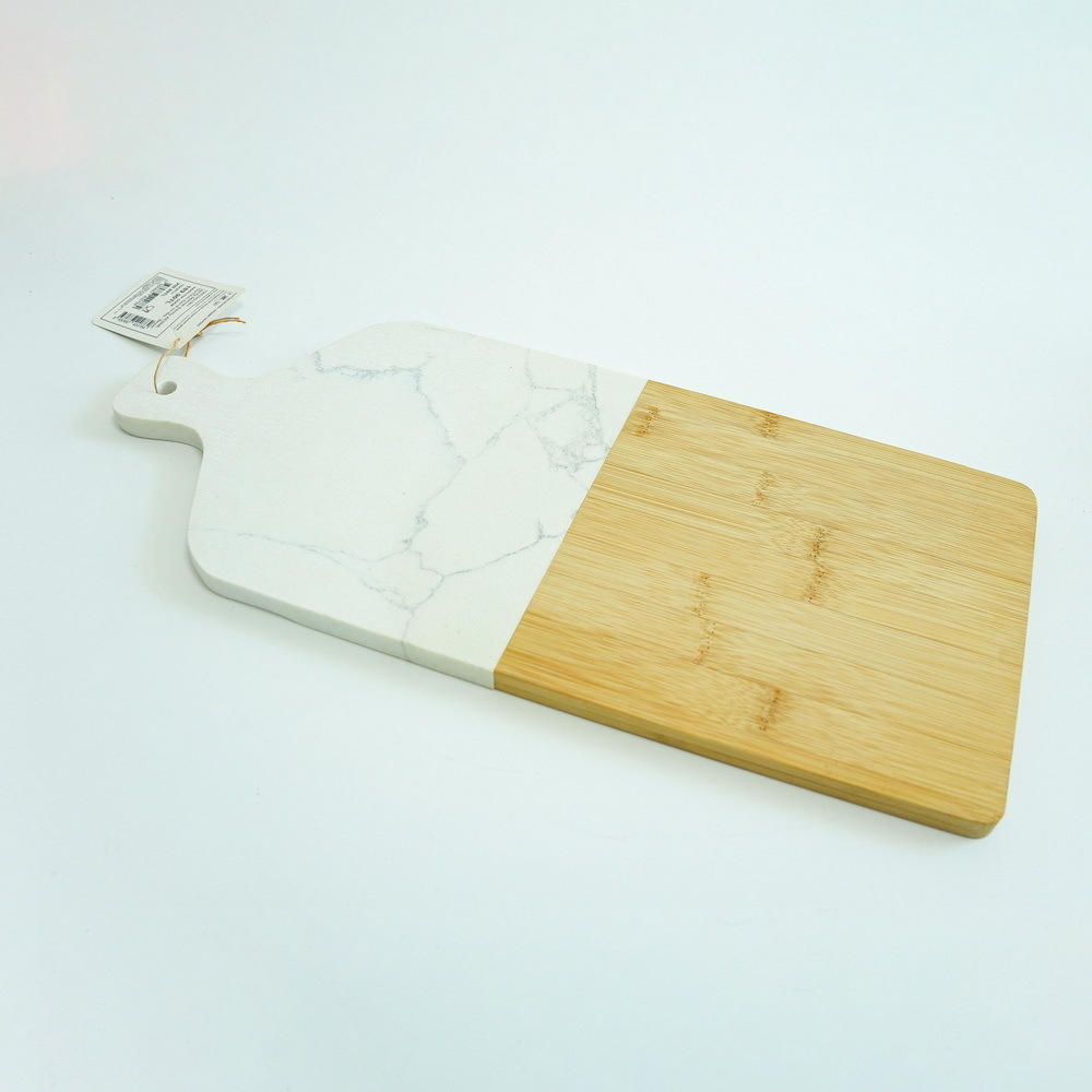 Custom Bamboo and Marble Cutting Board Serving Peel for Cheese / Charcuterie / Bread