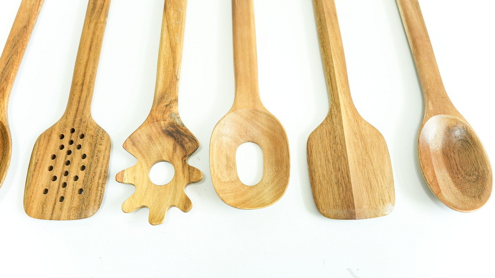 Home Basic Portable Non Stick Acacia Wood Utensils for Kitchen and Cooking