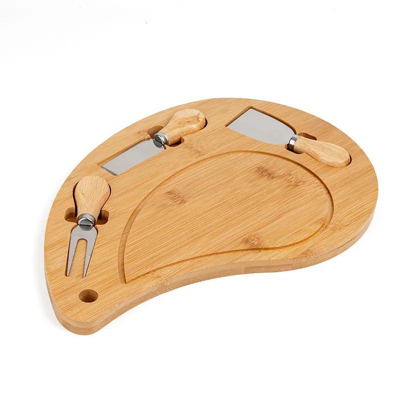 Charcuterie Platter and Serving Meat Board Wooden Serving Platter Bamboo Cheese Board with Knife Set