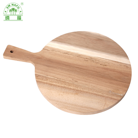 Lively Home Goods Round Blank Acacia Wood Cutting Board with Handle Wholesale