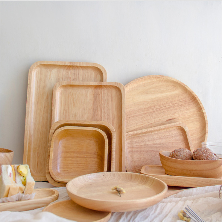 Lightweight Round and Rectangle Wood Steak Plates Wooden Dish Plates From Factory