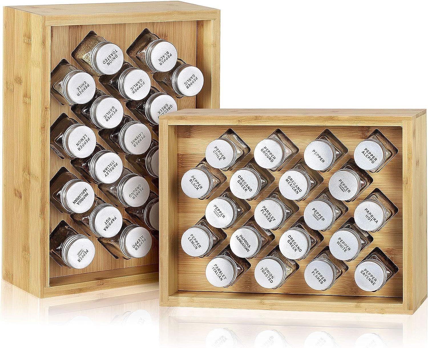 Free Standing Countertop Bamboo Spice Shelf Holder Spice Rack Organizer