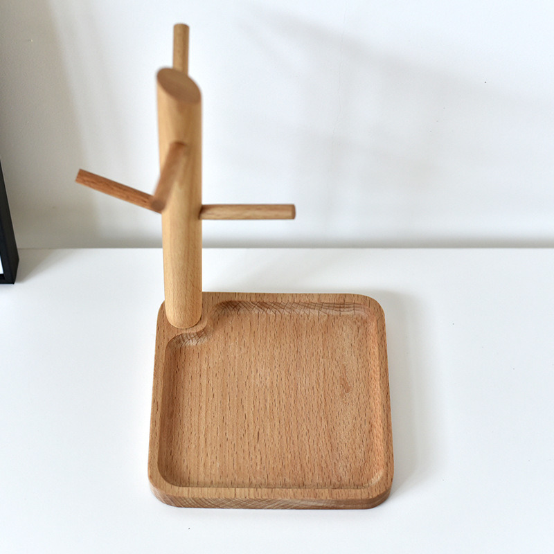 Solid Wood Entrance Porch Hanging Key Rack Desktop Wooden Jewelry Rack Display Rack Jewelry Storage Rack