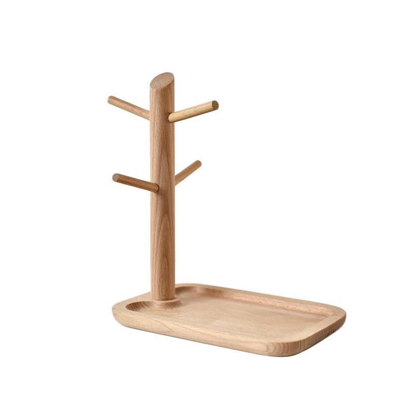 Solid Wood Entrance Porch Hanging Key Rack Desktop Wooden Jewelry Rack Display Rack Jewelry Storage Rack