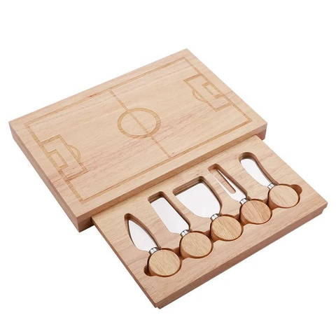 Durable Customized Logo Rubber Wooden Cheese Board Set with Stainless Steel Knives Charcuterie Boards Gift Set