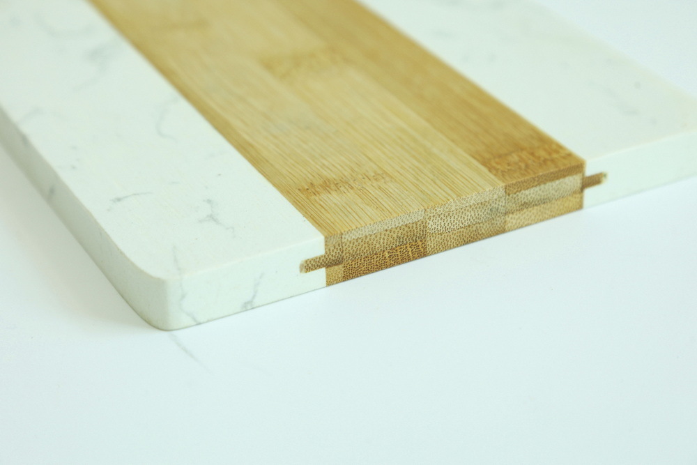 Unique and Stylish Bamboo Marble Cheese Board Serving Board