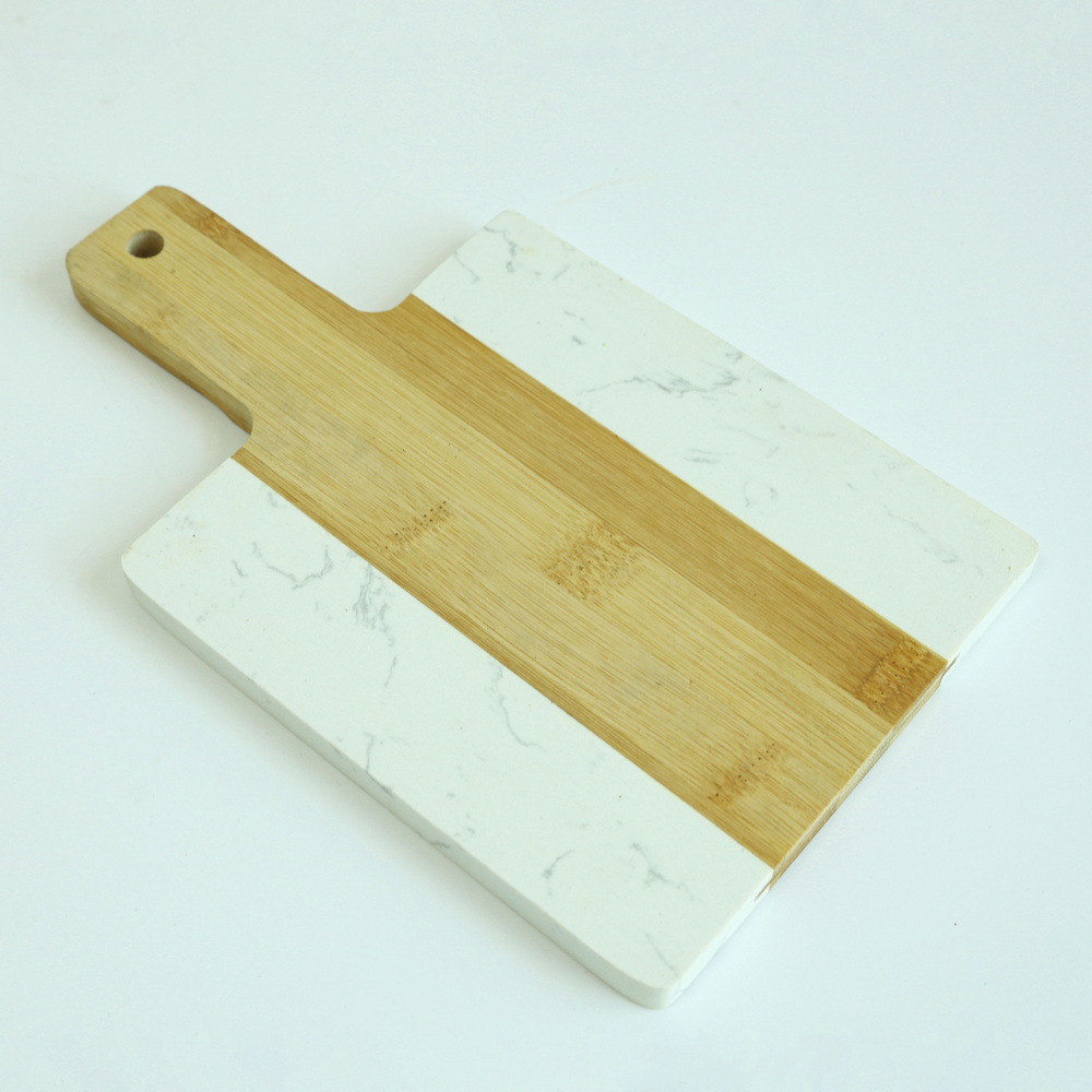 Unique and Stylish Bamboo Marble Cheese Board Serving Board
