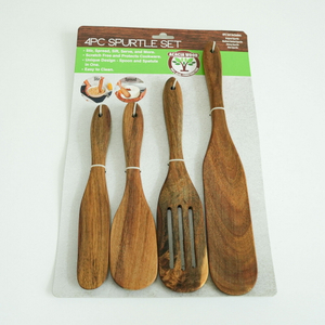 Manufacture Portable and Reusable Wooden Spatula Set of 4 Slotted Spatula for Kitchen