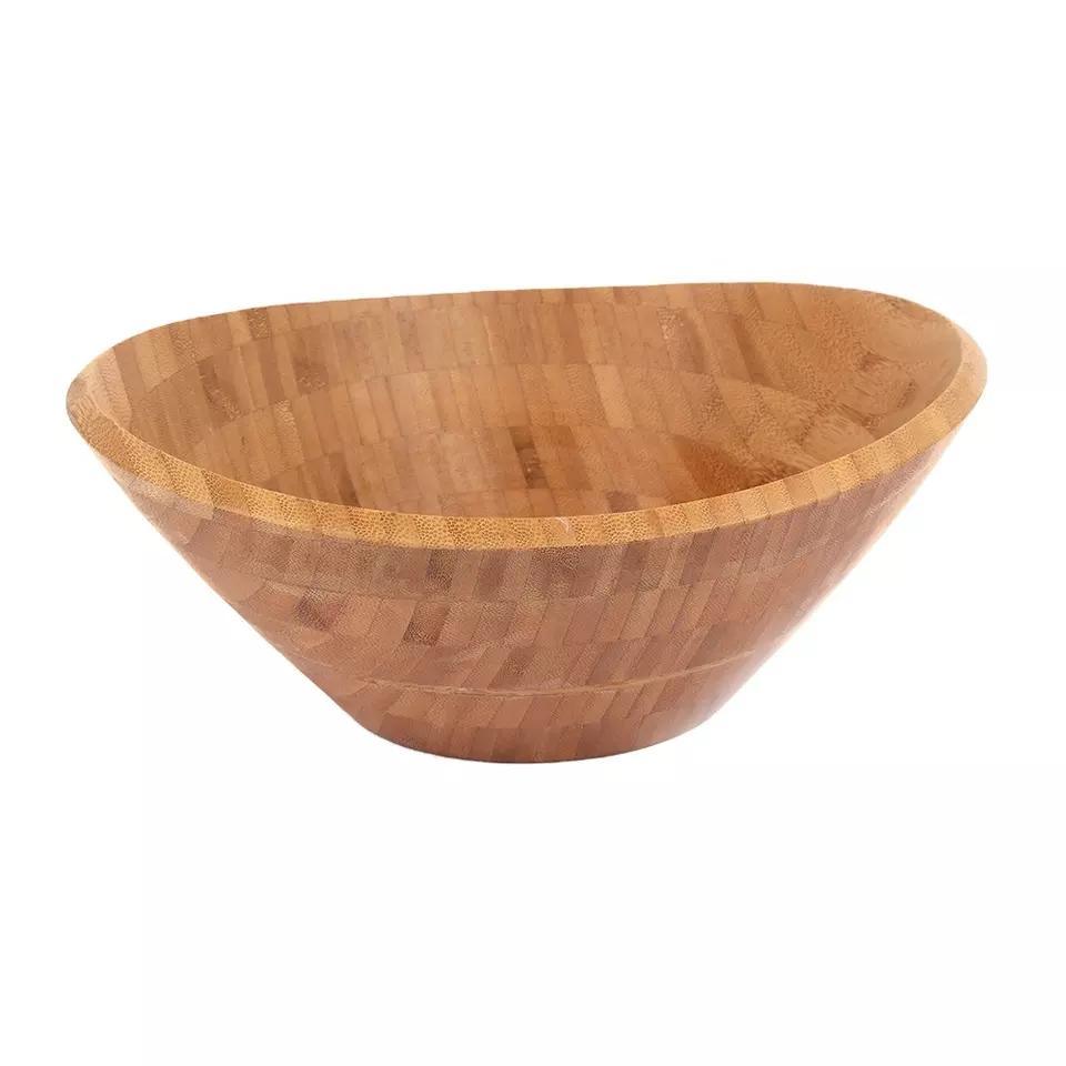 11 Inch Large Oval Bamboo Serving Bowl Salad Bowl Fruit Bowl