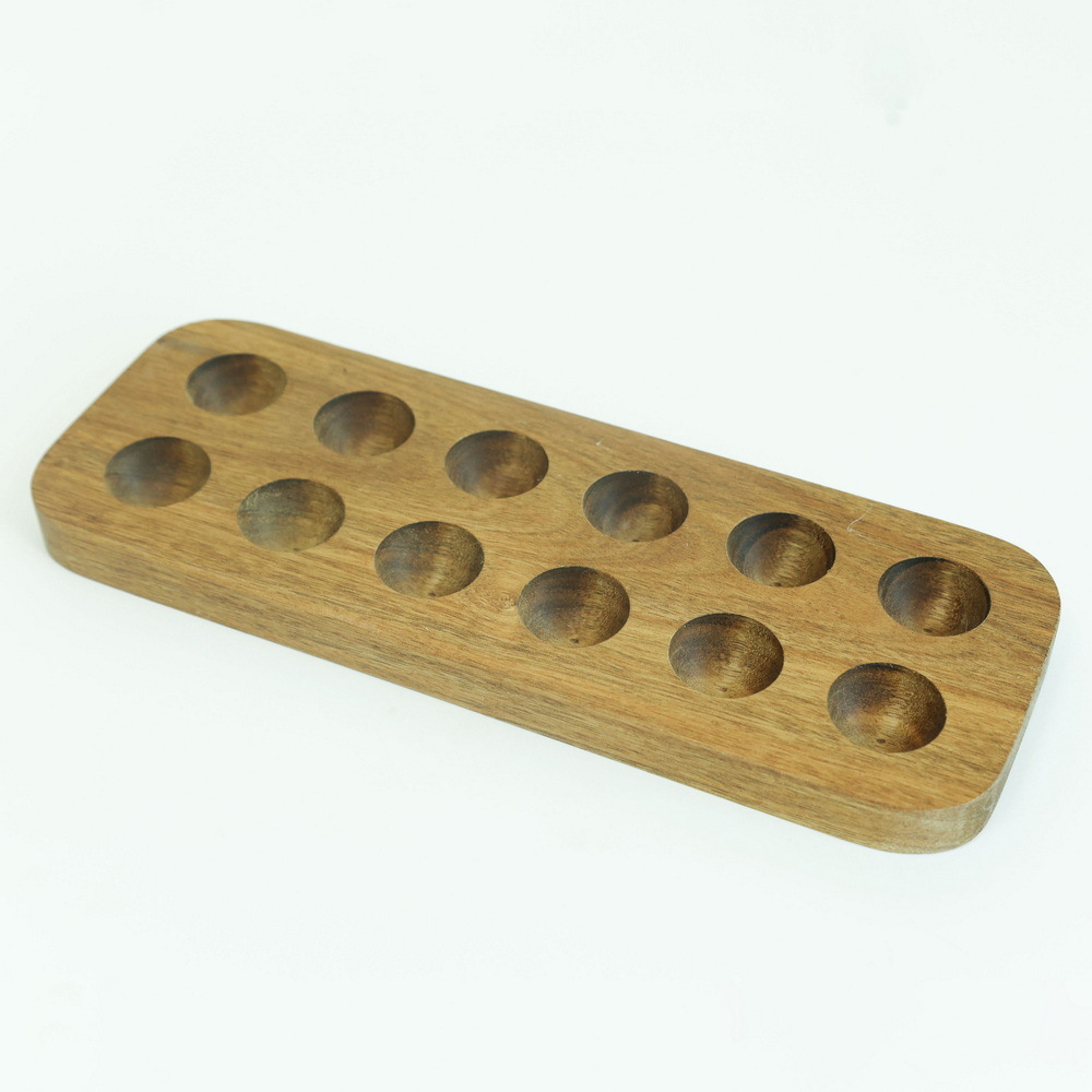 12 Holes Countertop Bamboo Wood Egg Holder Wooden Egg Skelter