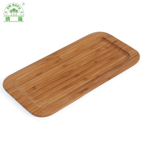 Natural Rectangular Bamboo Dessert Plate Snack Plate Wooden Serving Plate for Home