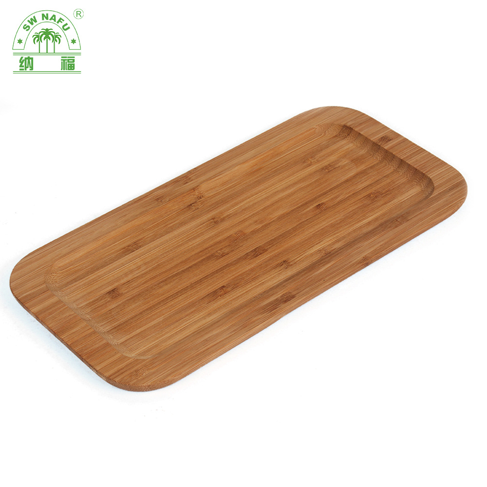 Natural Rectangular Bamboo Dessert Plate Snack Plate Wooden Serving Plate for Home