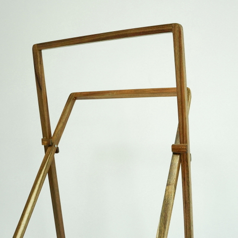 Portable X Shape Freestanding and Folding Wooden Bathroom Towel Rack