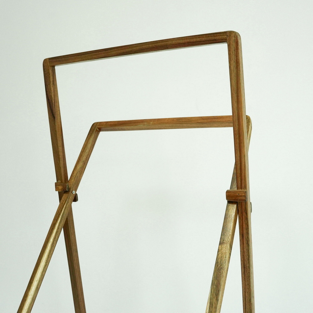 Portable X Shape Freestanding and Folding Wooden Bathroom Towel Rack