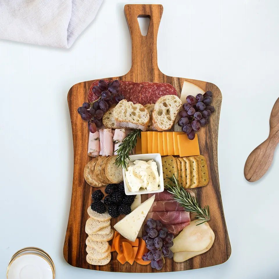Acacia Wooden Charcuterie Cheese Cutting Board with Handle