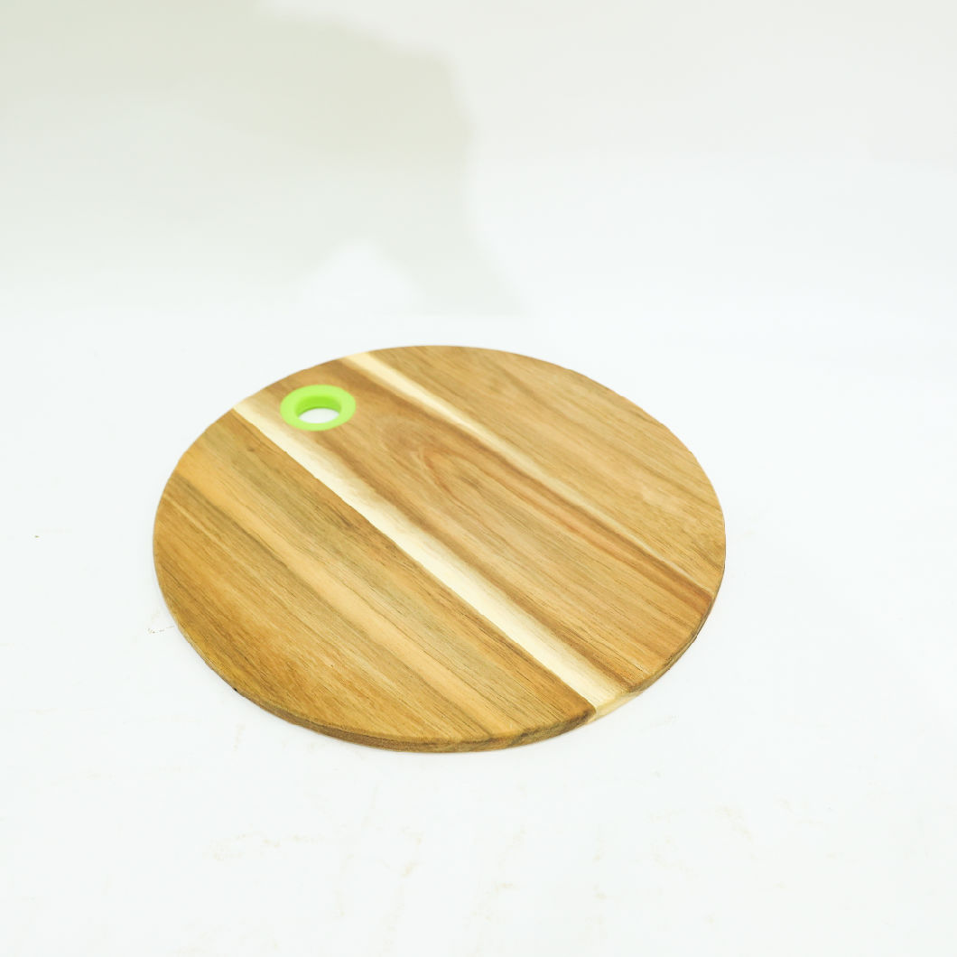 Round Acacia Wood Chopping Board Serving Board Set of 2 with Silicone Hanging Hole