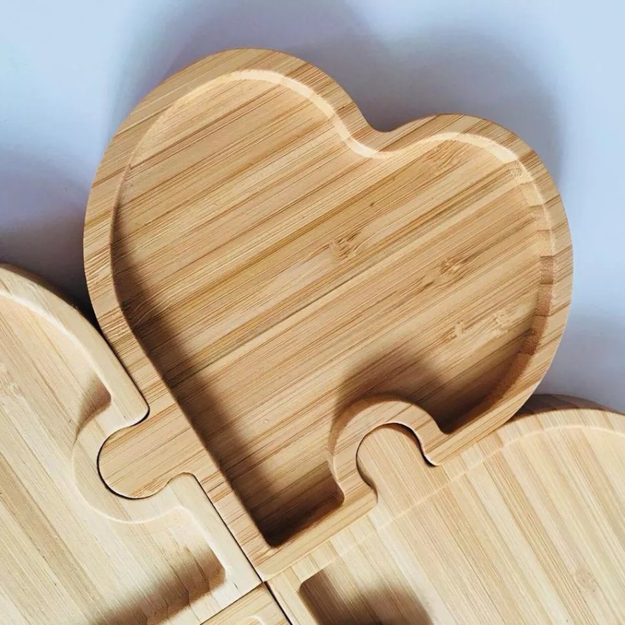 Wholesale Custom Bamboo 4 Heart Joint Tray Bamboo Serving Plates