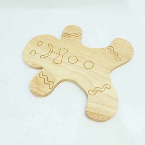Custom Gingerbread Man Rubber Wood Cutting Board Cheese Board for Christmas for Gift