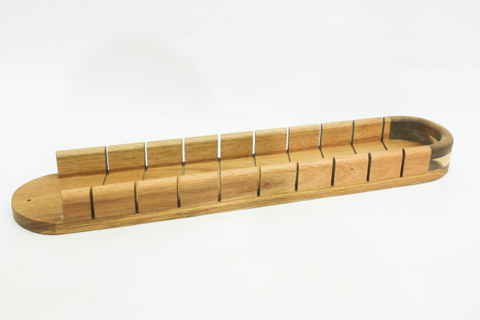 Acacia Wood French Bread Baguette Tray W/Marks for Slicing Bread 20.5 X 4.3"