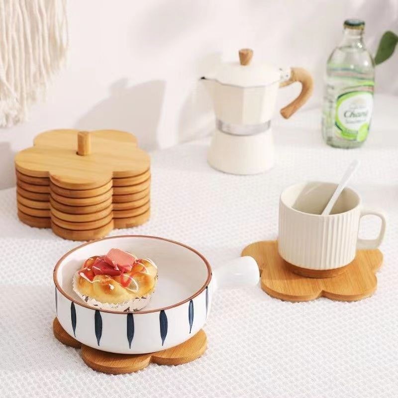 Bamboo Heat Insulation Placemats Dining Table Mats Teacup Bowl Coasters for Home
