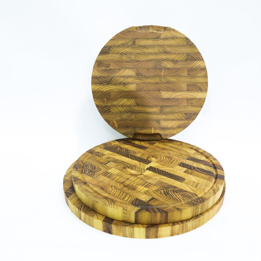 Round and Thick End Grain Teak Wood Cutting Board Set