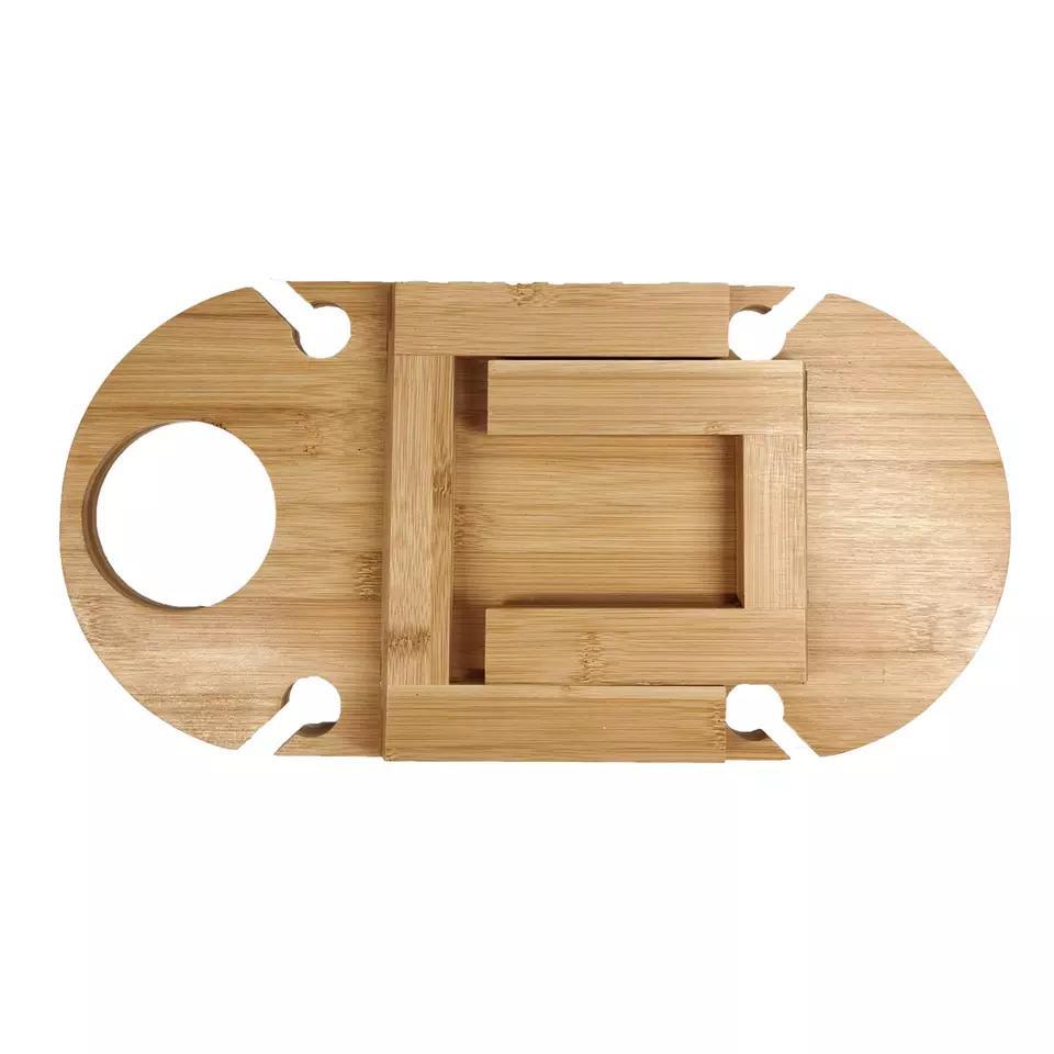 Removeable and Folding Wine and Snack Wine Holder Picnic Table Camping Table with Bottle and Glass Holder