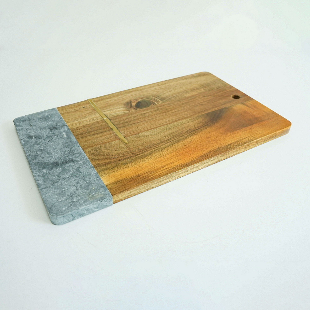 Rectangle Marble and Acacia Wood Cutting Board Chopping Board for Kitchen