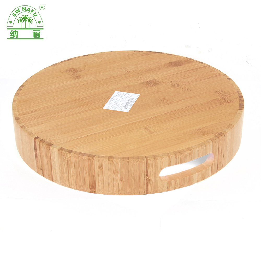 Round Shape Bamboo Serving Tray Food Tray with Cut out Handle From Fujian Factory