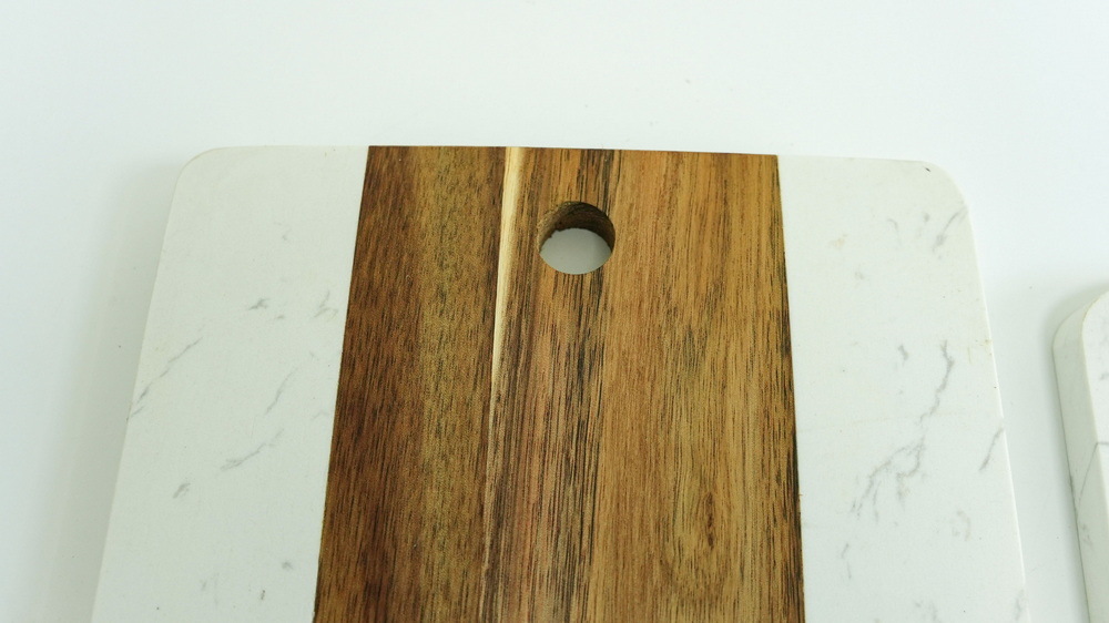 Rectangle Shape Acacia Wood and White Marble Cutting Board for Cheese Bread