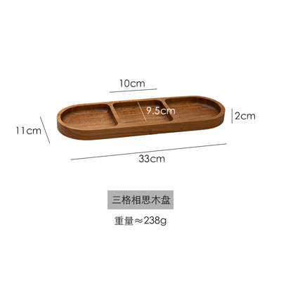Oval Wooden Dinner Plate Preparation Plate Breakfast Plate Dessert Plate Serving Plates with Divided Compartments